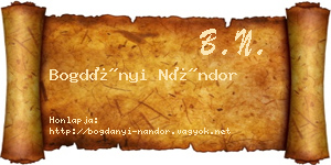 Bogdányi Nándor névjegykártya
